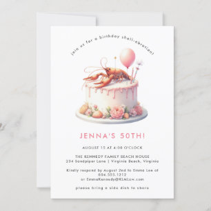 Invitación Fiesta de Cumpleaños con Mariscos y Cangrejos de L