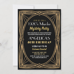 Invitación Fiesta de Cumpleaños con Misterio de Asesinato de 