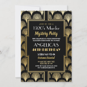Invitación Fiesta de cumpleaños con misterio de asesinato de 