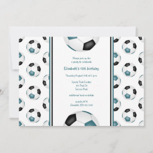 Invitación fiesta de cumpleaños con motivo de balones de fútb