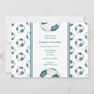 Invitación fiesta de cumpleaños con motivo de balones de fútb