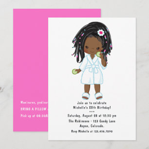 Invitación Fiesta de cumpleaños con noche de spa para niña ne