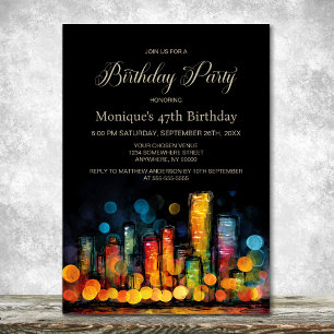 Invitación Fiesta de Cumpleaños con Paisaje Urbano