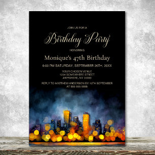 Invitación Fiesta de cumpleaños con paisaje urbano