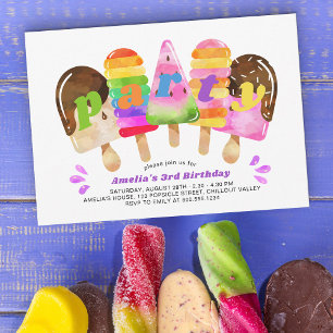 Invitación Fiesta de Cumpleaños con Paletas Cualquier Edad Ni