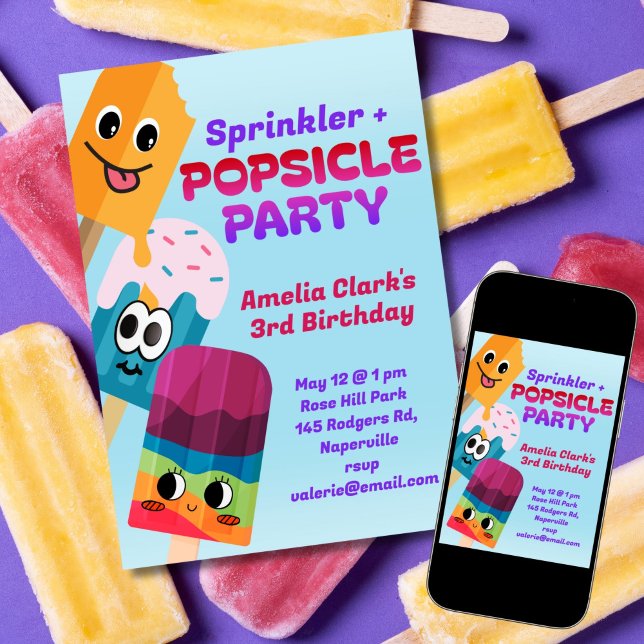 Invitación Fiesta de Cumpleaños con Paletas Heladas (Subido por el creador)