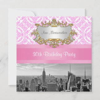 Invitación Fiesta de cumpleaños con panorama de la ciudad de 