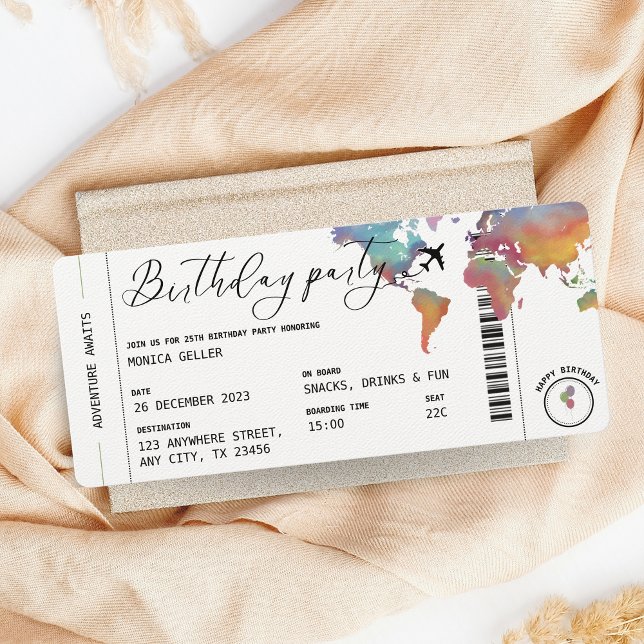 Invitación Fiesta de Cumpleaños con Pasaje de Abordar Tema de (Subido por el creador)