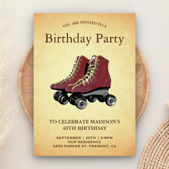 Invitación Fiesta de Cumpleaños con Patines de Rodillos Vinta (Subido por el creador)