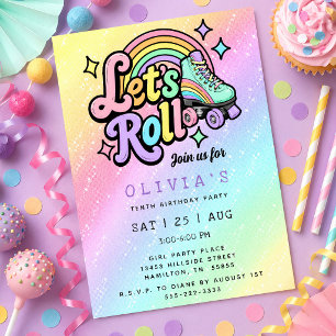 Invitación Fiesta de Cumpleaños con Patines de Rueda Ombre Re