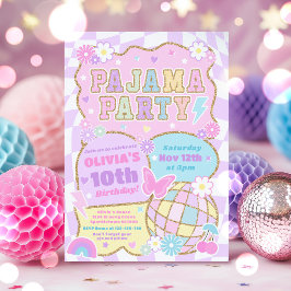 Invitación Fiesta de cumpleaños con pijama parche universitar