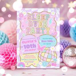 Invitación Fiesta de Cumpleaños con Pijamada Preppy Varsity P