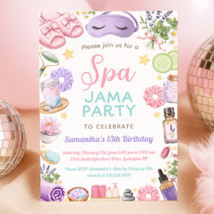 Invitación Fiesta de Cumpleaños con Pijamas en el Spa