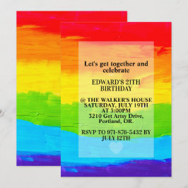 Invitación Fiesta de cumpleaños con pintura de tela color arc