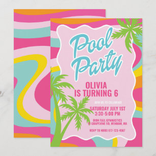 Invitación fiesta de cumpleaños con piscina de remolino de ma