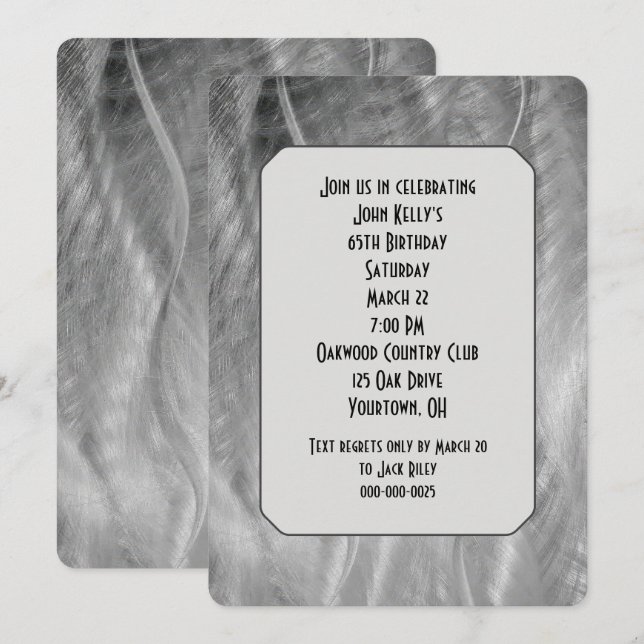 Invitación Fiesta de cumpleaños con resumen Metalizado cepill (Anverso / Reverso)