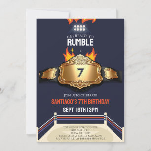 Invitación Fiesta de Cumpleaños con Ring y Cinturón de Lucha