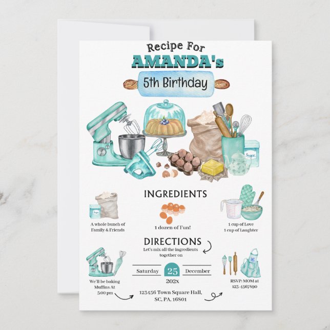 Invitación Fiesta de cumpleaños con sabor a crujiente Fiesta  (Anverso)