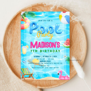Invitación Fiesta de Cumpleaños con Salpicaduras de Agua en l