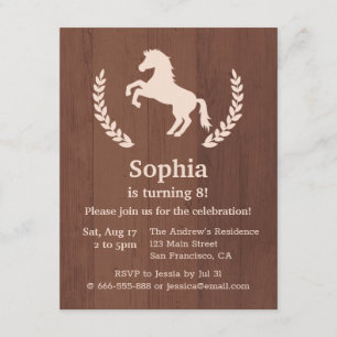 Invitación Fiesta de Cumpleaños con Silueta de Caballo Elegan