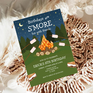Invitación Fiesta de Cumpleaños con S'mores S'mores Cumpleaño