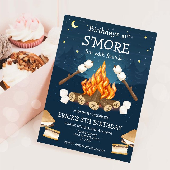 Invitación Fiesta de Cumpleaños con S'mores S'mores Cumpleaño (Subido por el creador)