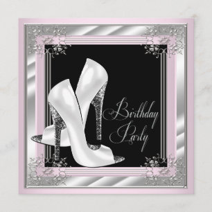 Invitación Fiesta de Cumpleaños con Tacones Altos Rosados