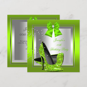 Invitación Fiesta de Cumpleaños con Tacones Altos Verde Lima