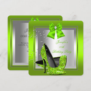 Invitación Fiesta de Cumpleaños con Tacones Altos Verde Lima 