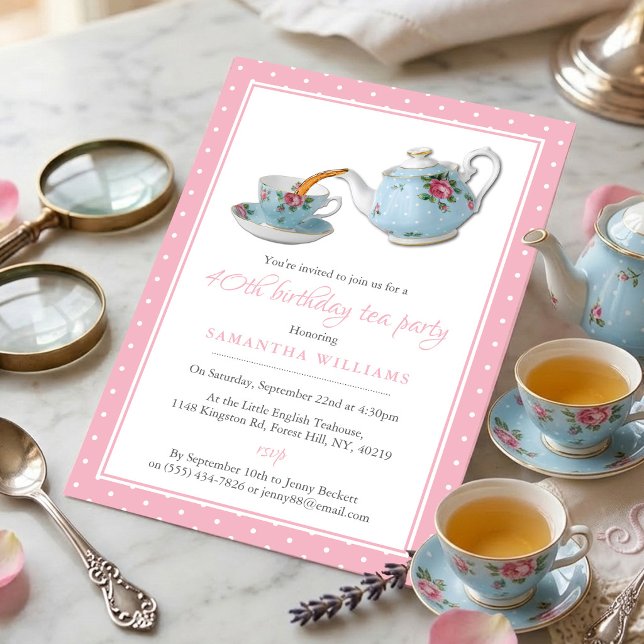 Invitación Fiesta de Cumpleaños con Té Shabby Chic (Subido por el creador)