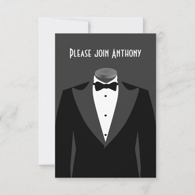 Invitación Fiesta de cumpleaños con tema de Agente Secreto (Anverso)