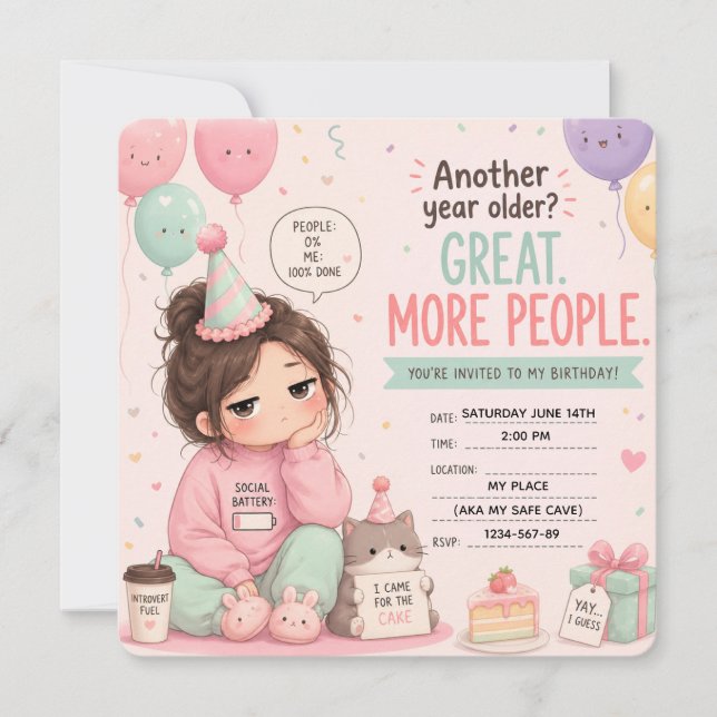 Invitación Fiesta de Cumpleaños con Tema de Batería Social de (Anverso)