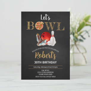 Invitación Fiesta de Cumpleaños con Tema de Bolos y Pizza