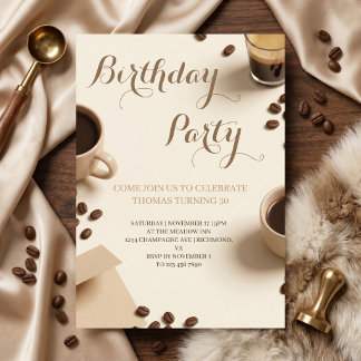 Invitación Fiesta de Cumpleaños con Tema de Café Caliente