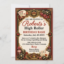 Invitación Fiesta de Cumpleaños con Tema de Casino Noche de V