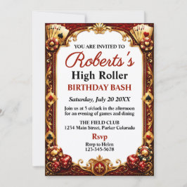 Invitación Fiesta de cumpleaños con tema de Casino Noche de V