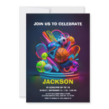 Fiesta de cumpleaños con tema de deportes neon