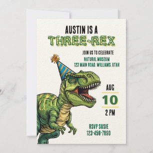 Invitación Fiesta de cumpleaños con tema de dinosaurio niño o