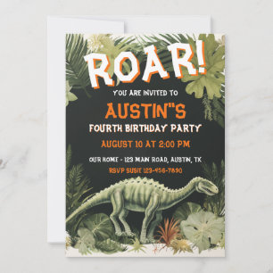 Invitación Fiesta de cumpleaños con tema de dinosaurio para n