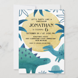 Invitación Fiesta de cumpleaños con tema de dinosaurios