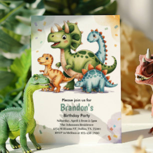 Invitación Fiesta de cumpleaños con tema de dinosaurios para 
