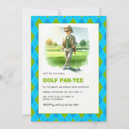 Invitación Fiesta de Cumpleaños con Tema de Golf para Niños G