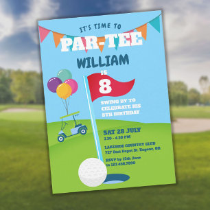 Invitación Fiesta de cumpleaños con tema de golf Partee
