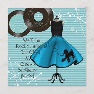 Invitación Fiesta de cumpleaños con tema de los años 50