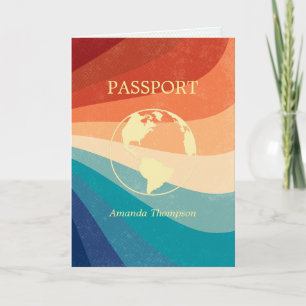 Invitación Fiesta de cumpleaños con tema de pasaporte retro