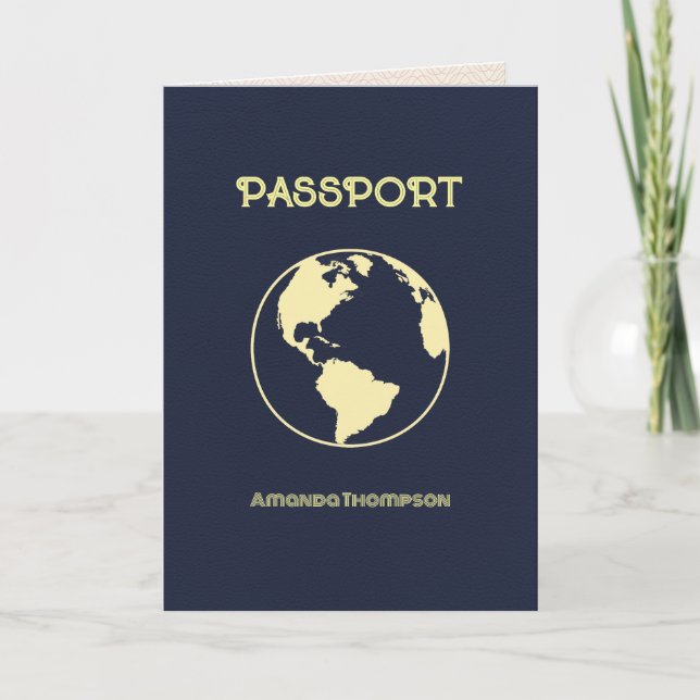 Invitación Fiesta de cumpleaños con tema de pasaporte retro (Anverso)
