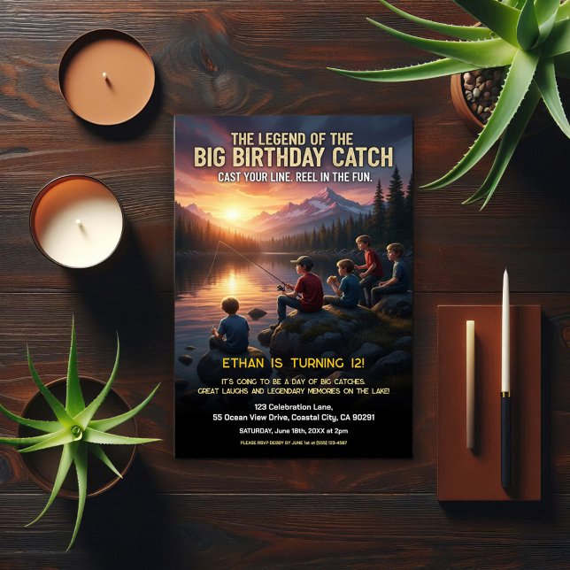 Invitación Fiesta de Cumpleaños con Tema de Pesca (Subido por el creador)