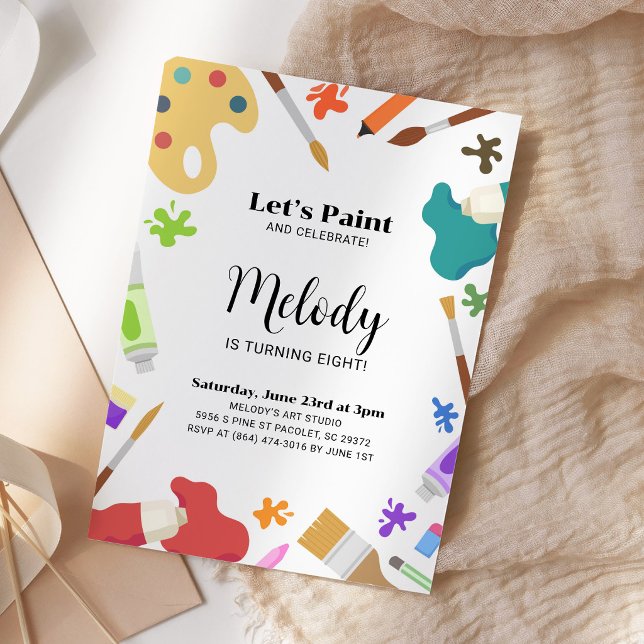 Invitación Fiesta de Cumpleaños con Tema de Pintura de Arte (Subido por el creador)