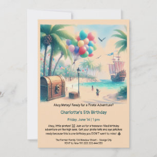Invitación Fiesta de cumpleaños con tema de piratas