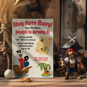 Invitación Fiesta de cumpleaños con tema de piratas
